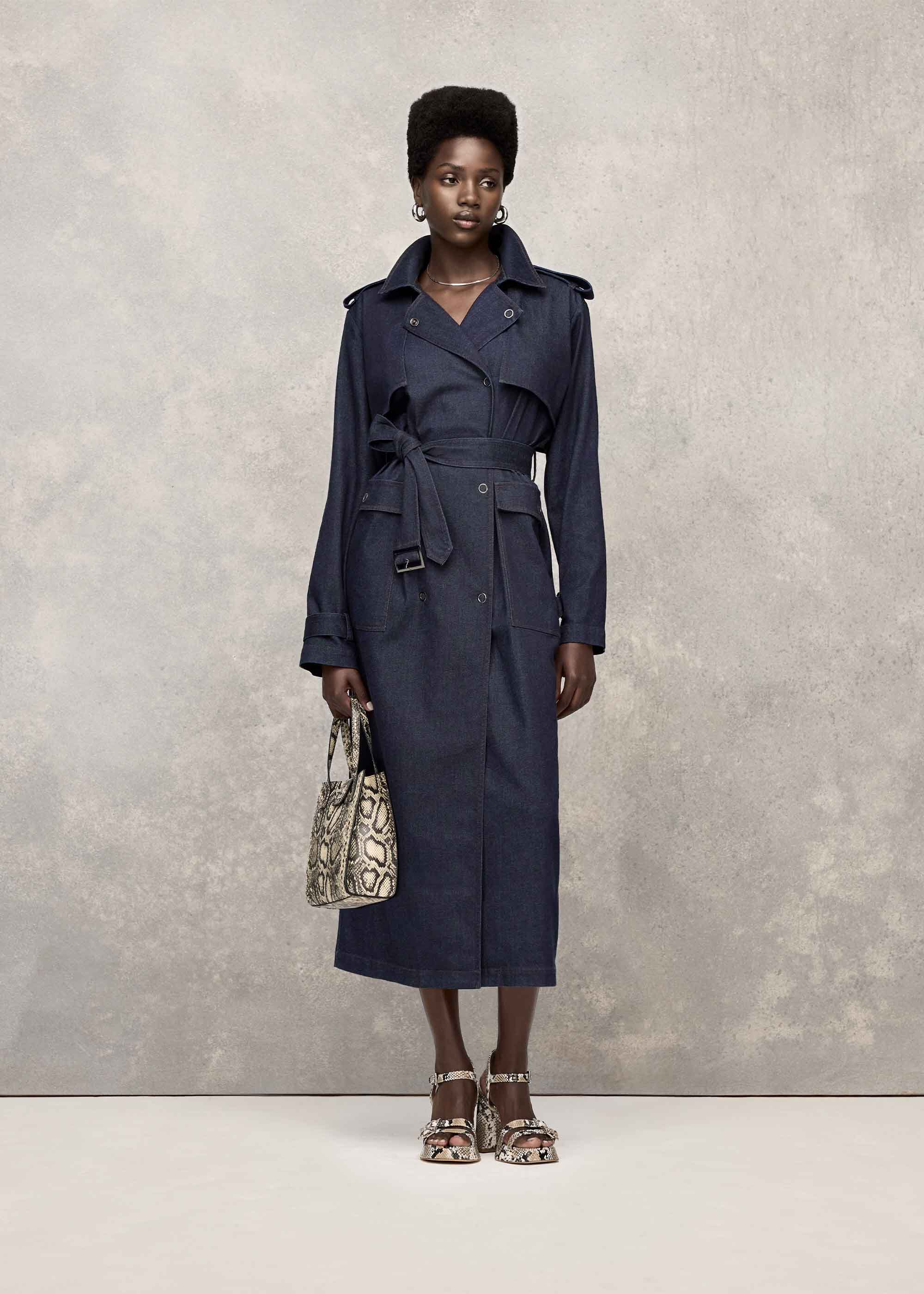 Dark Denim Cara Denim Trench Coat WHISTLES Whistles UK